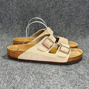 Birkenstock Arizona Sandals Men's Size 10 Taupe Suede Buckle Slide Flip‎ Flops